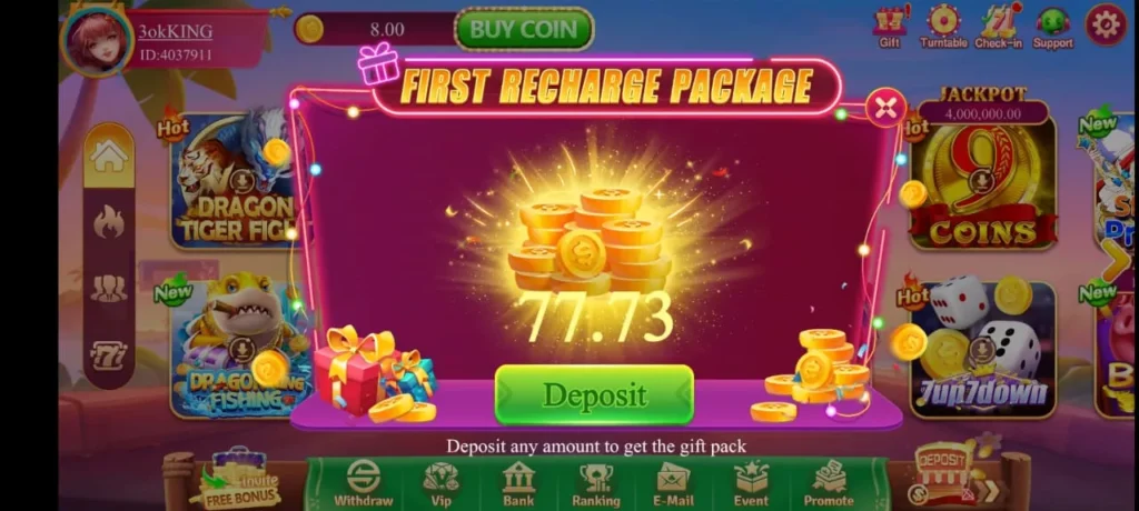 Lucky 33 Game First Deposit Bonus