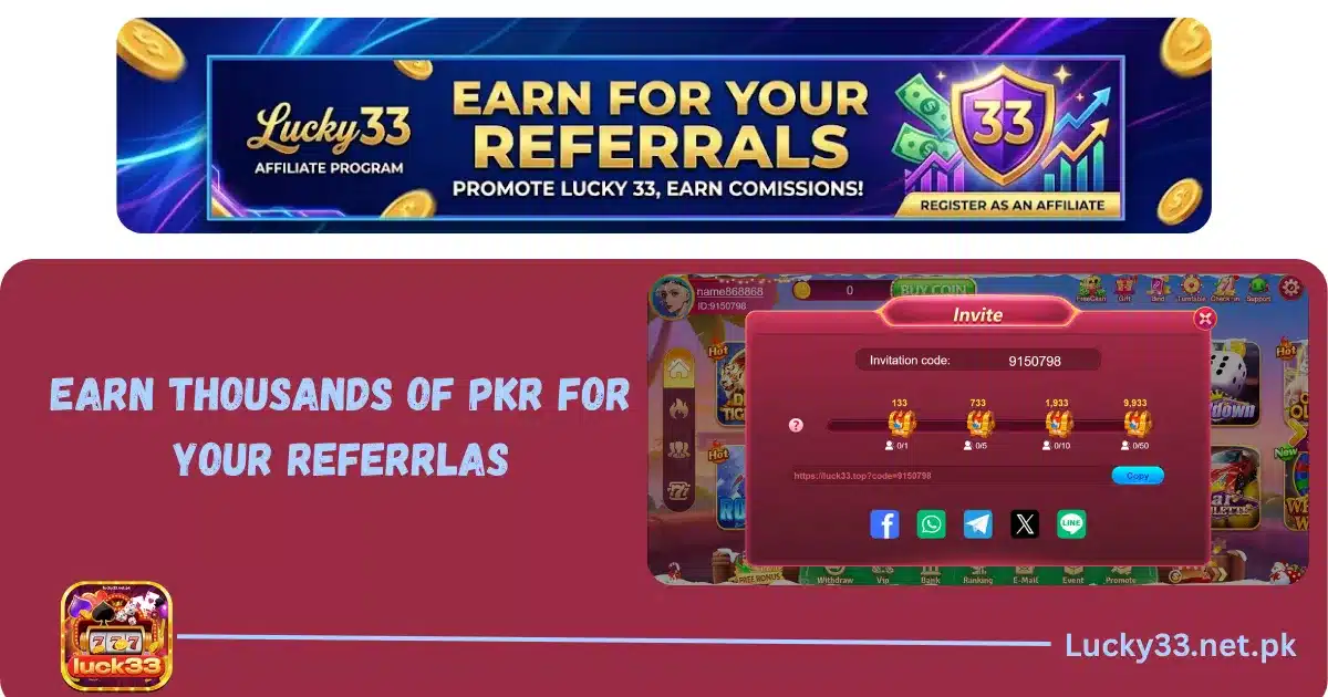 Earn for your referrals with Lucky 33 Affiliate Program