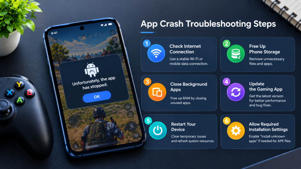 Android app crash troubleshooting steps
